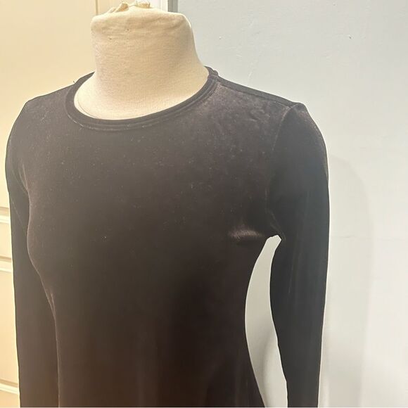Go Couture Black Velvet Long Sleeves Crewneck Midi Dress Size Large - Picture 2 of 6